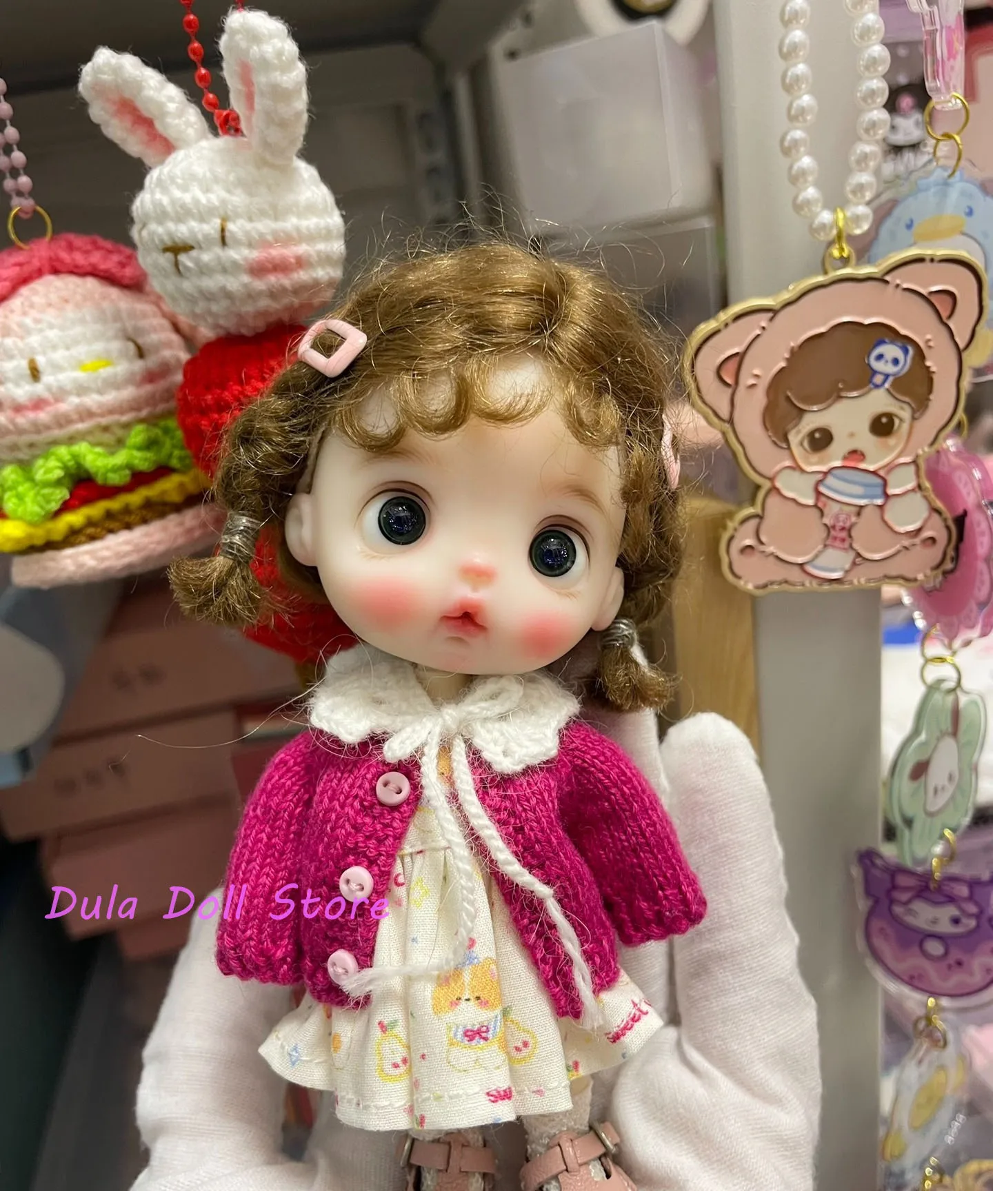 2026 Dula Doll Clothes Rose red knitted jacket set for ob11 GSC doll