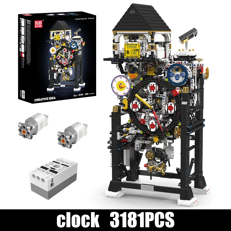 Mould King 10159 Technische Klok Speelgoed Gemotoriseerde Cyberpunk Klok Bouwsteen Assemblage Tijdcalculator Steentjes Kinderen Kerstcadeau