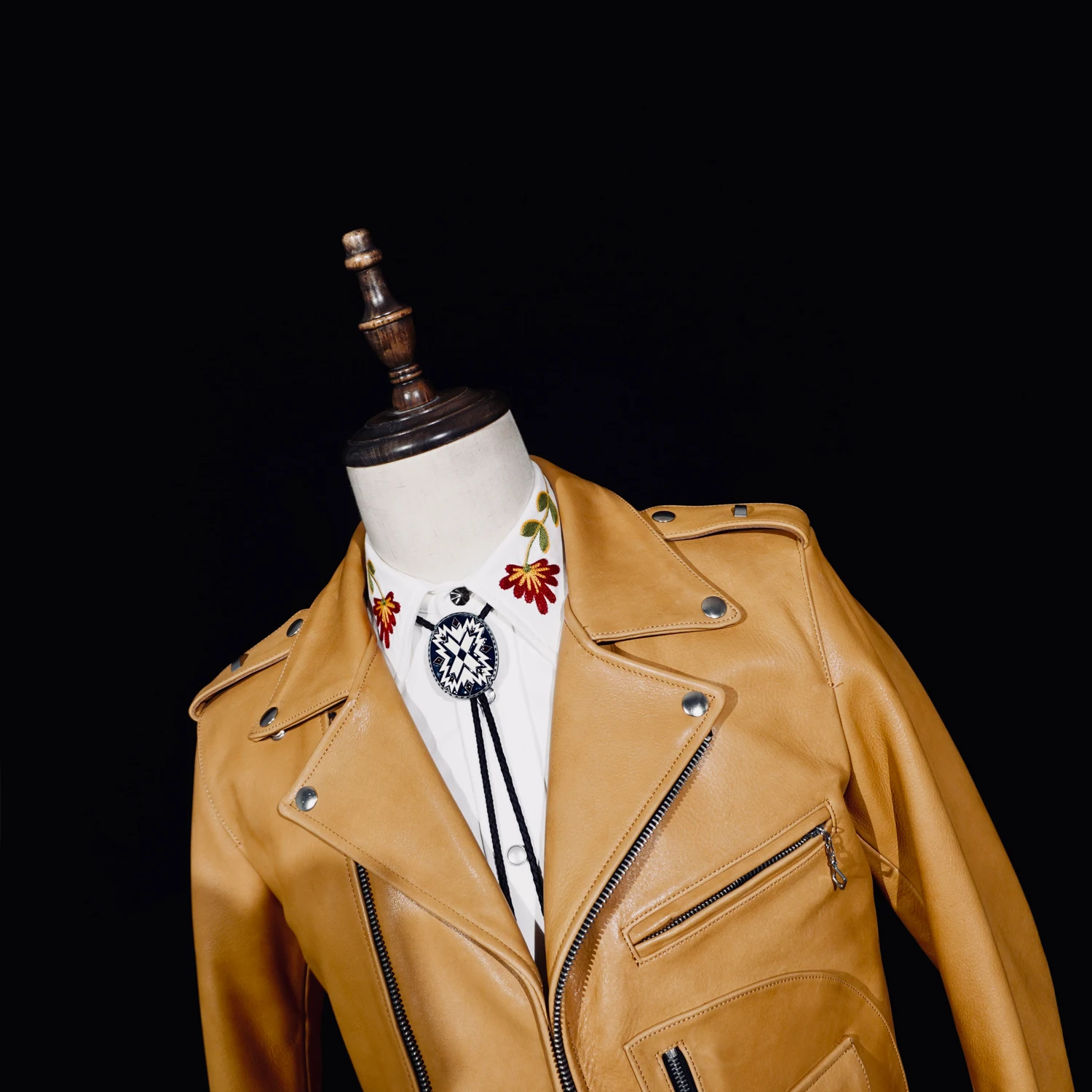 سترة Tailor Brando الأمريكية الكلاسيكية المصبوغة بالماء من جلد الغزلان الكلاسيكي المزدوج Rider J24 للدراجات النارية من الجلد الطبيعي #2