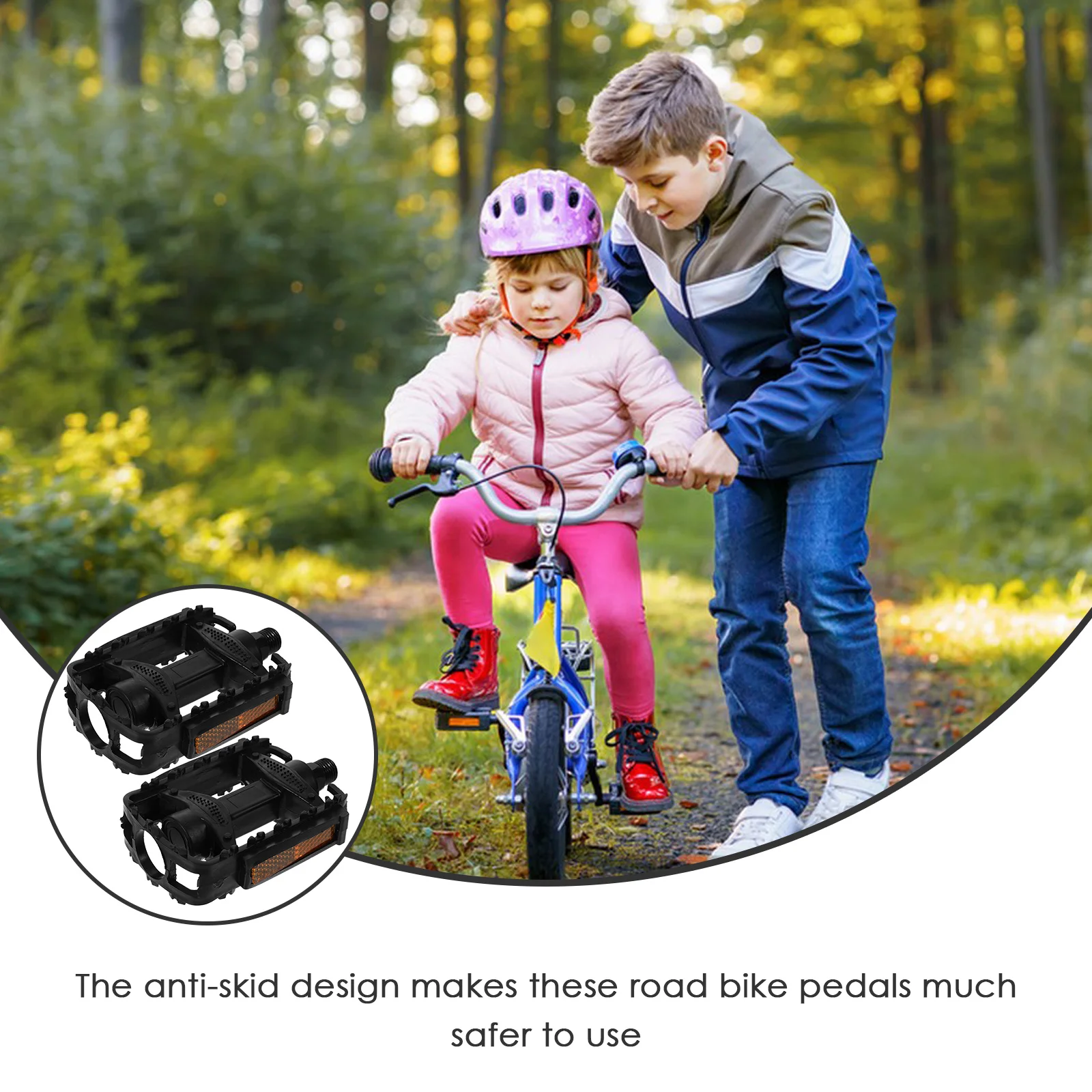 

Kids Bike Pedals Durable Plastic Lightweight Easy Install Mountain Mountain Bike Pedals Bicycle Accessories Purple Color