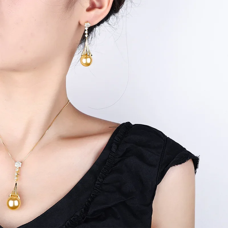 

Ювелирный набор для женщин из серебра S925 с позолотой 18K и платиной PT950, с жемчугом и кисточками, 16-14 мм