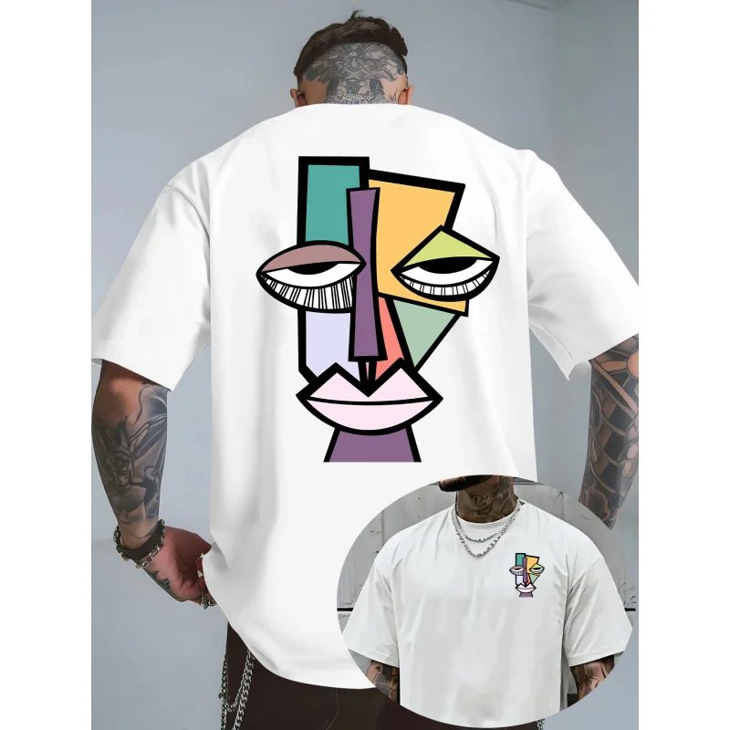 Men's Picasso-style cubTShirt,100%Cotton material，Essentials for a comfortable life image 2