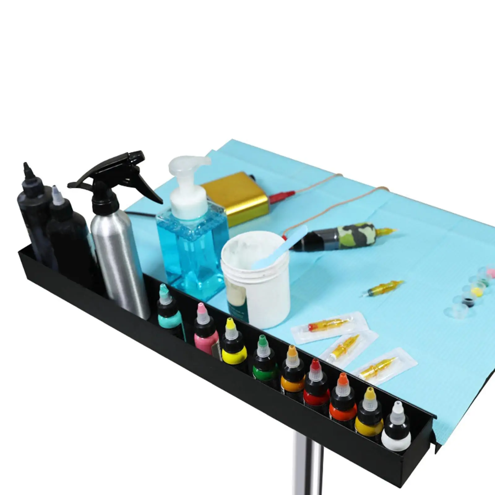 

Tattoo Work Station Professional Height Adjustable Countertop with Color Ink Storage Box Workstation Workbench Movable Cart
