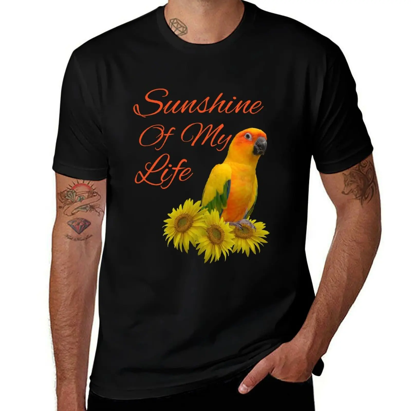 Sun Conure Parrot Sunshine Sunflower T-Shirt Holiday Party Tee Shirt