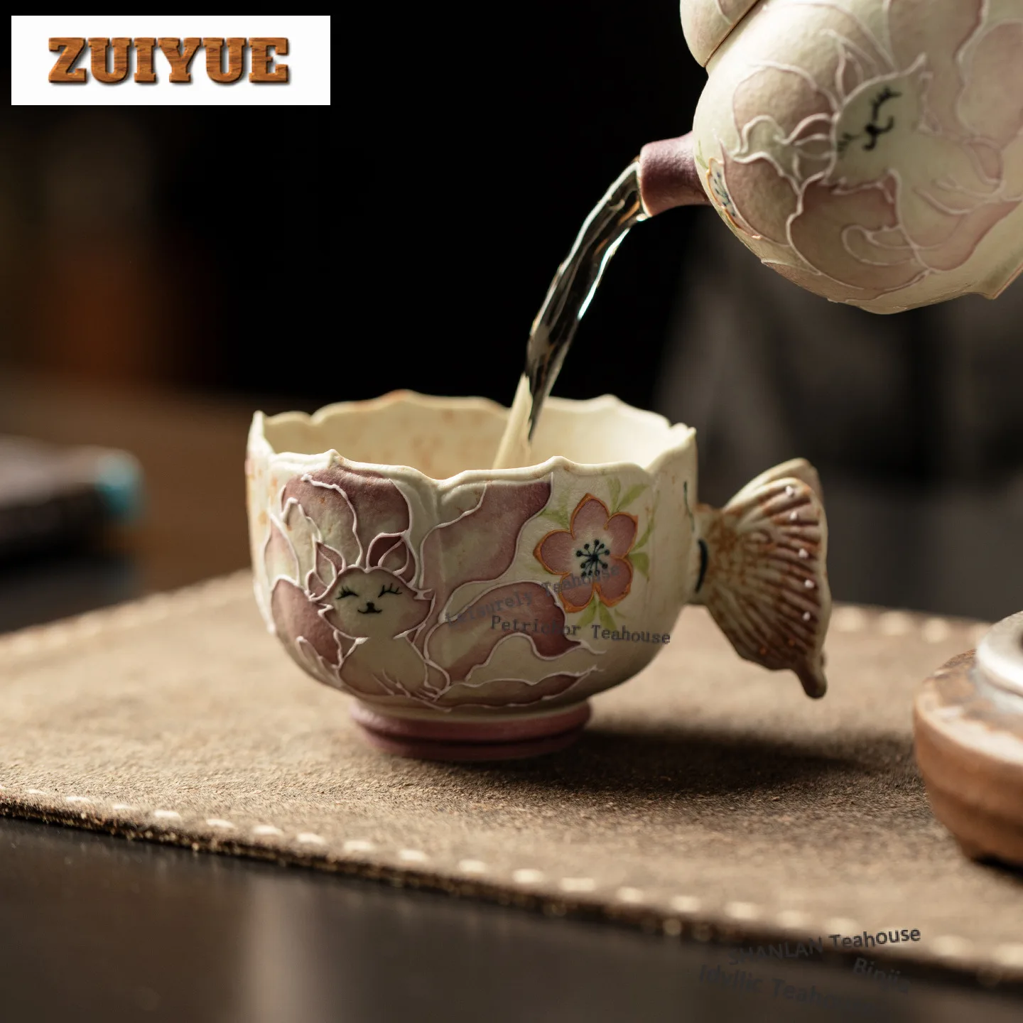 100ml Hand-painted Nine-tailed Fox Teacup Retro Tea Bowl Cute Cup Tea-tasting Fragrance Cup Jianzhan Master Cups Cafes Craft