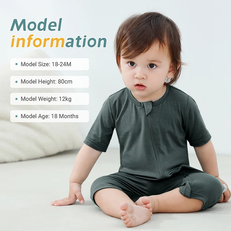 MICHLEY 2PCS Baby Romper Short Sleeve Summer Rompers Infant Toddler Bamboo Soft Outfits Jumpsuits For Girls Boys 0-24 Months