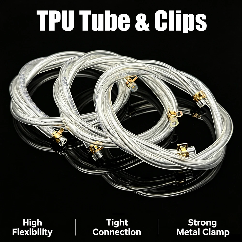 Clear TPU Fuel Tubing+Galvanized Clamps ID 4~16mm Diesel Hose Corrosion-Resistant High-Temperature-Resistant Engine Fuel Hose