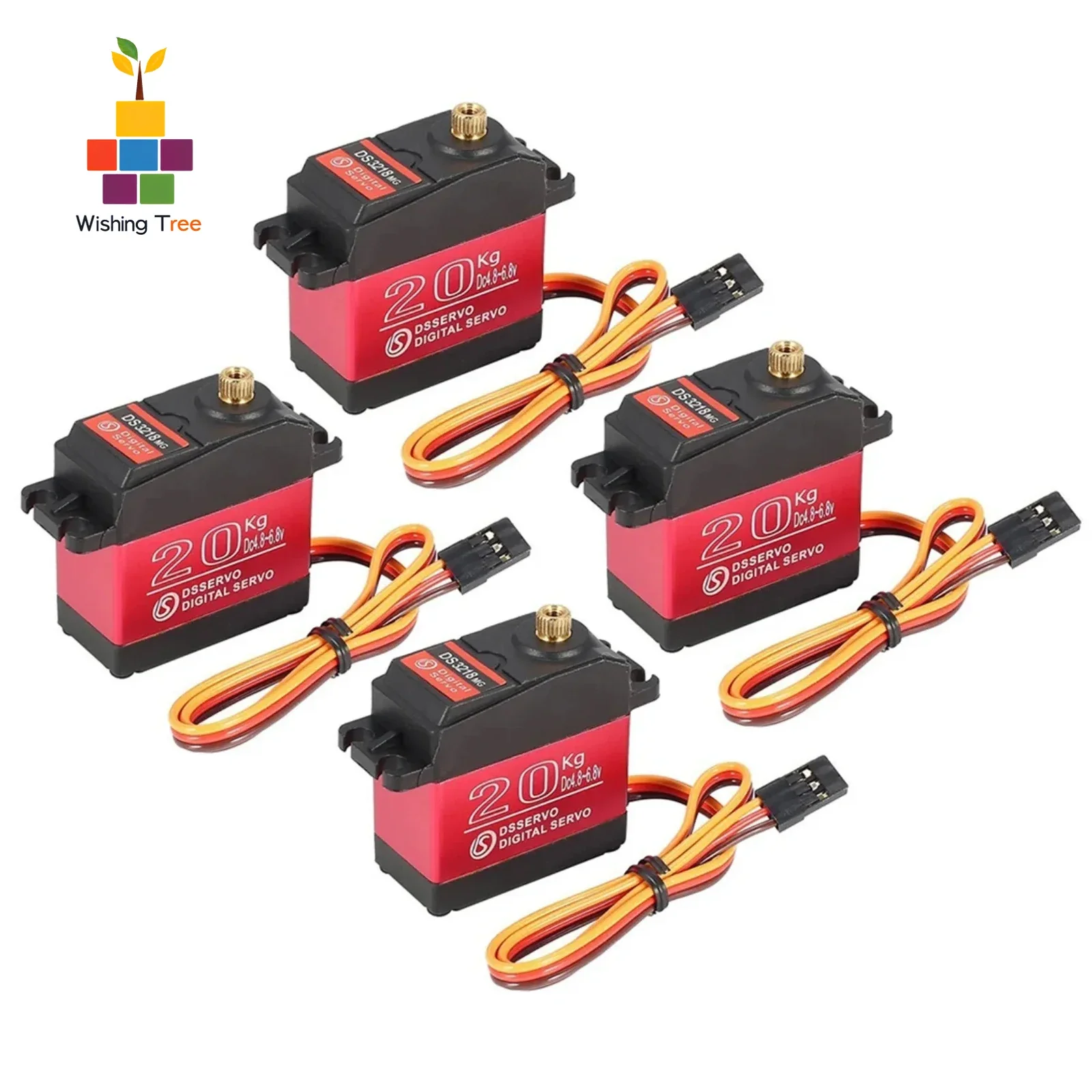 

4PCS DS3218 High Torque Digital Servo 20KG Waterproof | Full Metal Gear 180 Degree for RC Crawler Truck, Robotic Arm