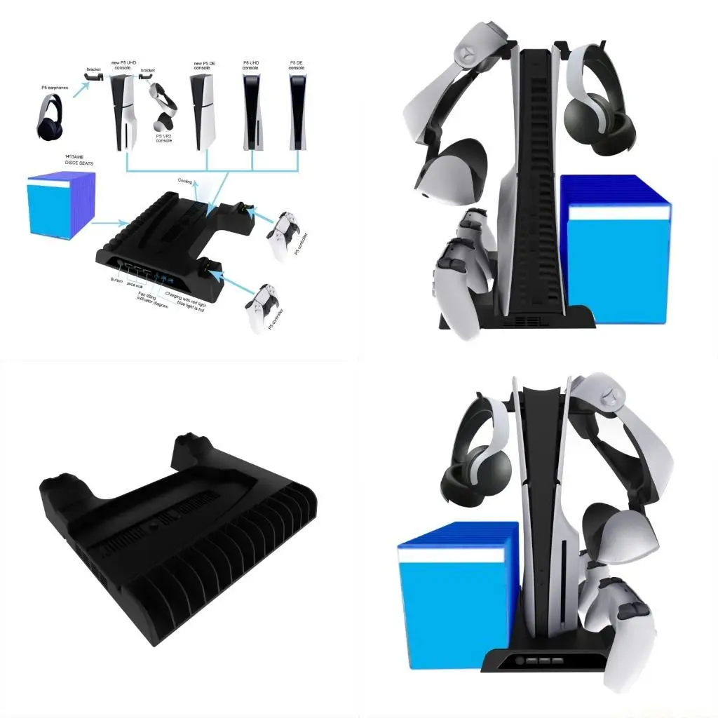 

E56B охлаждающая подставка для игровой консоли, основание радиатора для 5, тонкий контроллер, зарядная станция, держатель для