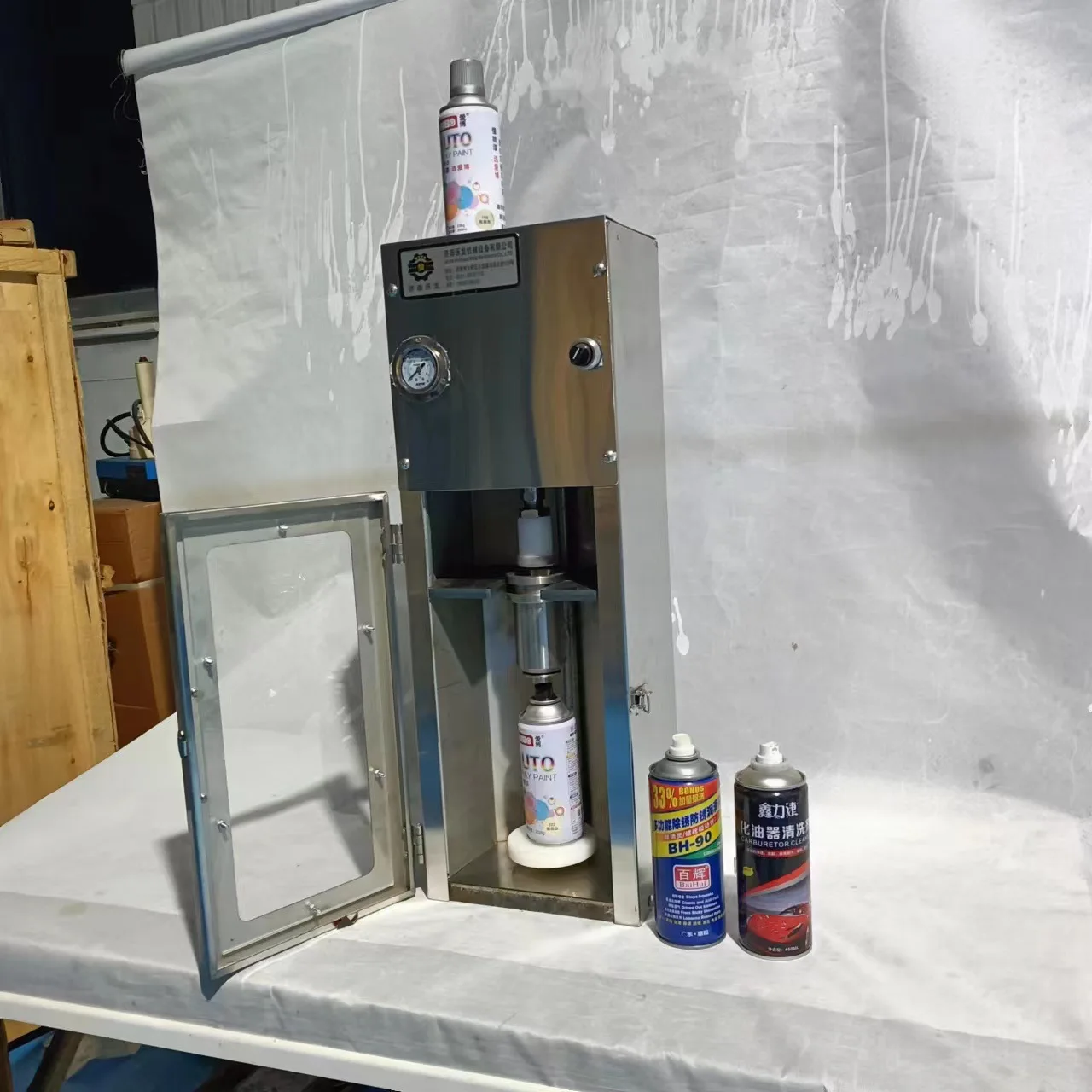

%a forHot Sale Pneumatic Stainless Semi-Automatic Aerosol Can Filling Machine High Precision Chemical Oil 1-Year Warranty*