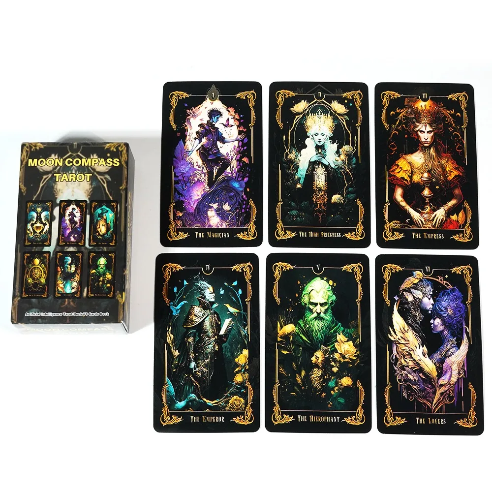 

10.3*6 Cm Tarot Card Deck Artificial Intelligence Tarot Moon Compass Tarot 78 Tarot Cards Based on Ride Waite