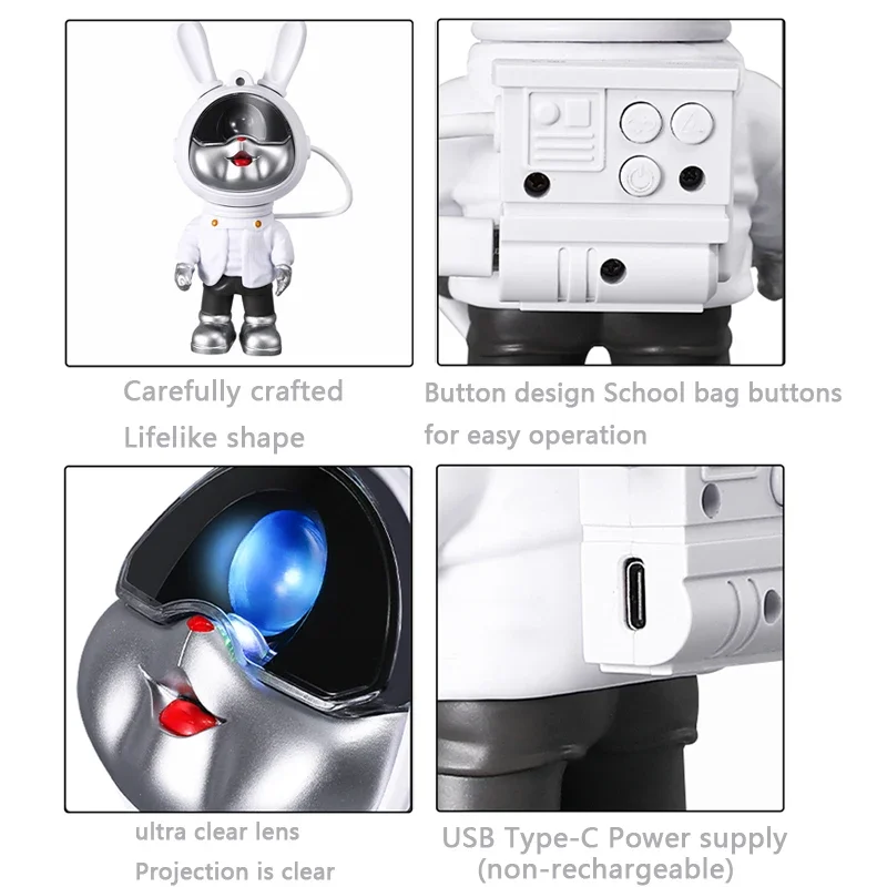 Проектор в виде кролика, звезды, астронавта, звездное небо, проектор, звездное небо, атмосфера небула, ночник, подарок для детей, домашнее украшение