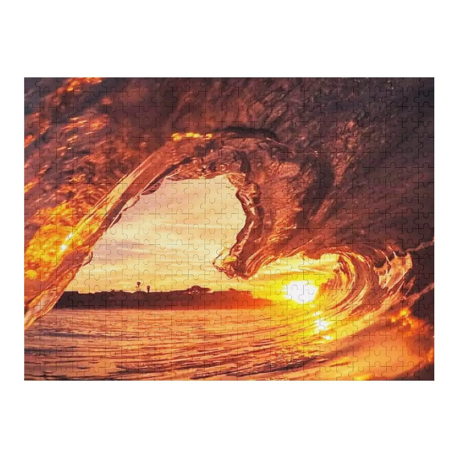 

wild ocean waves beach sunset fierce aquatic sea water Jigsaw Puzzle Children Personalized Gifts Puzzle