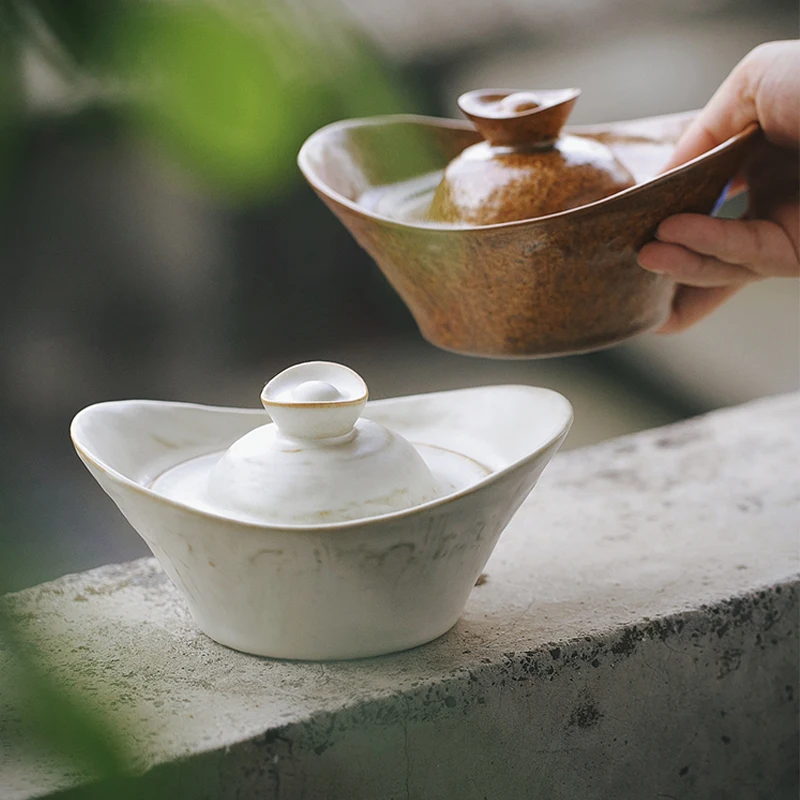 وعاء Yuanbao أدوات مائدة منزلية رائعة ومتخصصة بتصميم فريد ومميز للمطاعم وعاء حلوى من السيراميك