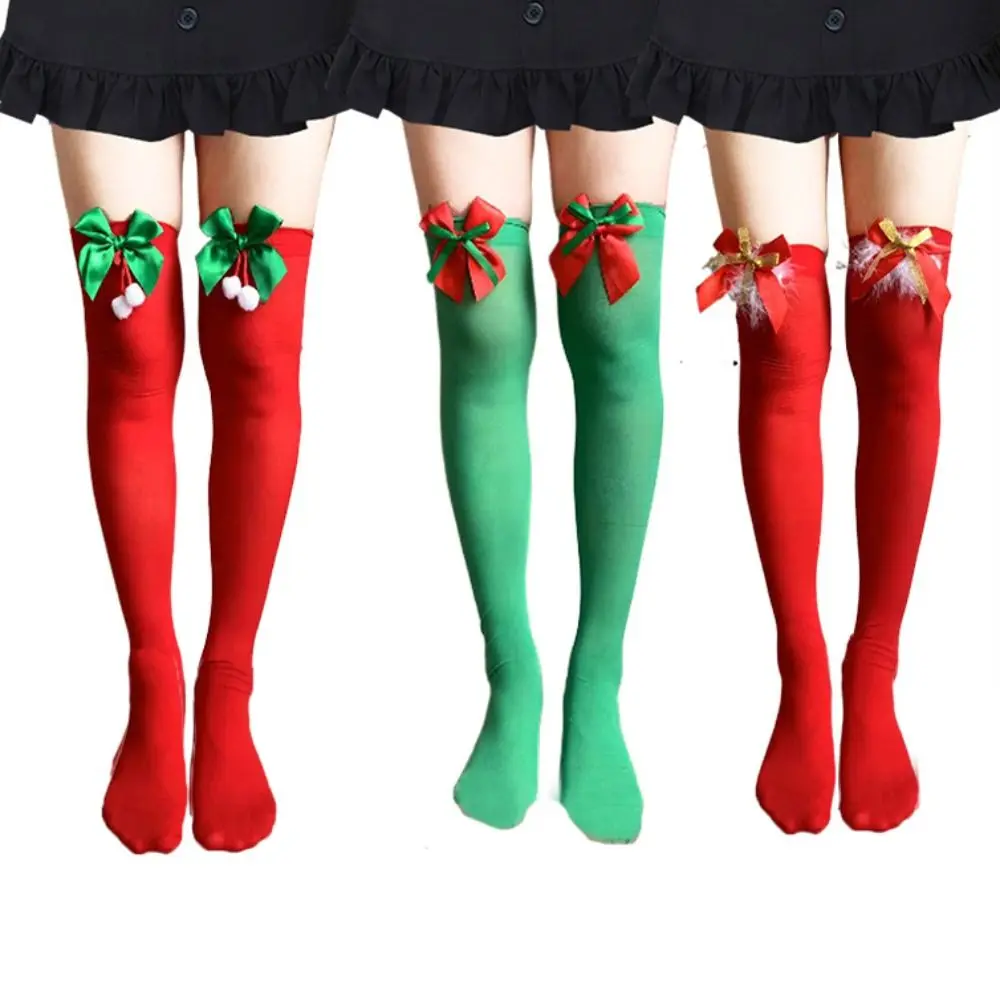 Cosplay Colorful Striped Christmas Over Knee Thigh Socks Dacron Costume Accessory Knee-High Warm Stocking Women Boot Sock