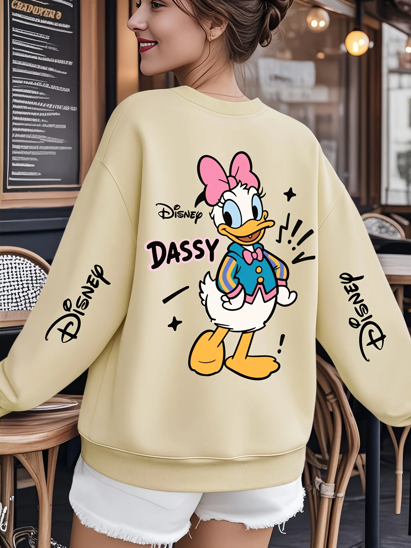 ディズニー デイジー ダック スウェットシャツ パーカー フリース レディース メンズ コットン 秋冬 プルオーバー O ネック フーディ 長袖 オーバーサイズ コート