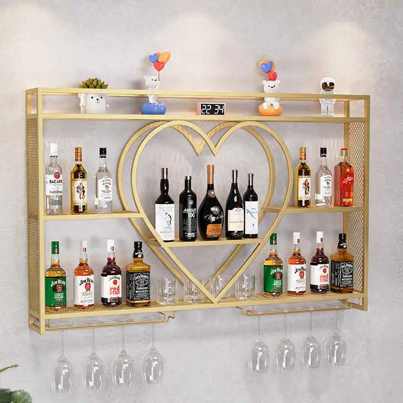 

Wall Mounted Wine Rack,bar Counter,iron Art,heart-shaped Design,wall Mounted Shelf,industrial Style Hanging Wine Glass Rack