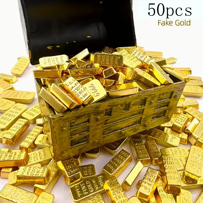 100g Fine Gold Bar Replica 999.9 Gold Plated Bullion Brick Fake Gold Bar for Pirate Party Decor Collection Gift
