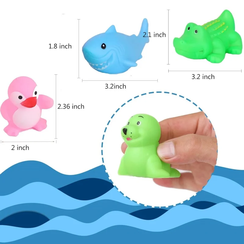 Jouets de bain mignons pour enfants, eau de natation, flotteur en caoutchouc grinçant, cadeau d'anniversaire, 5 PCs-50 PCs