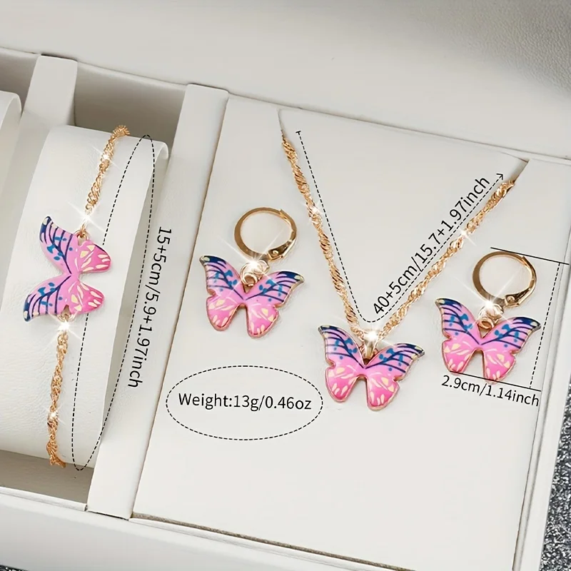 5 unids/set reloj de mujer reloj de cuarzo con diamantes de imitación estrellados reloj de pulsera analógico de cuero PU y conjunto de joyería de mariposa, regalo para mamá y ella