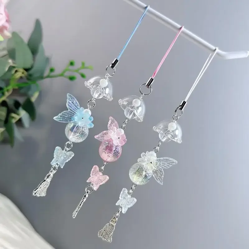 الحلو Y2K الفراولة حبة الرياح الرنين سلسلة الهاتف جراب هاتف الهاتف سحر قلادة حقيبة أنيقة قلادة الديكور المفاتيح