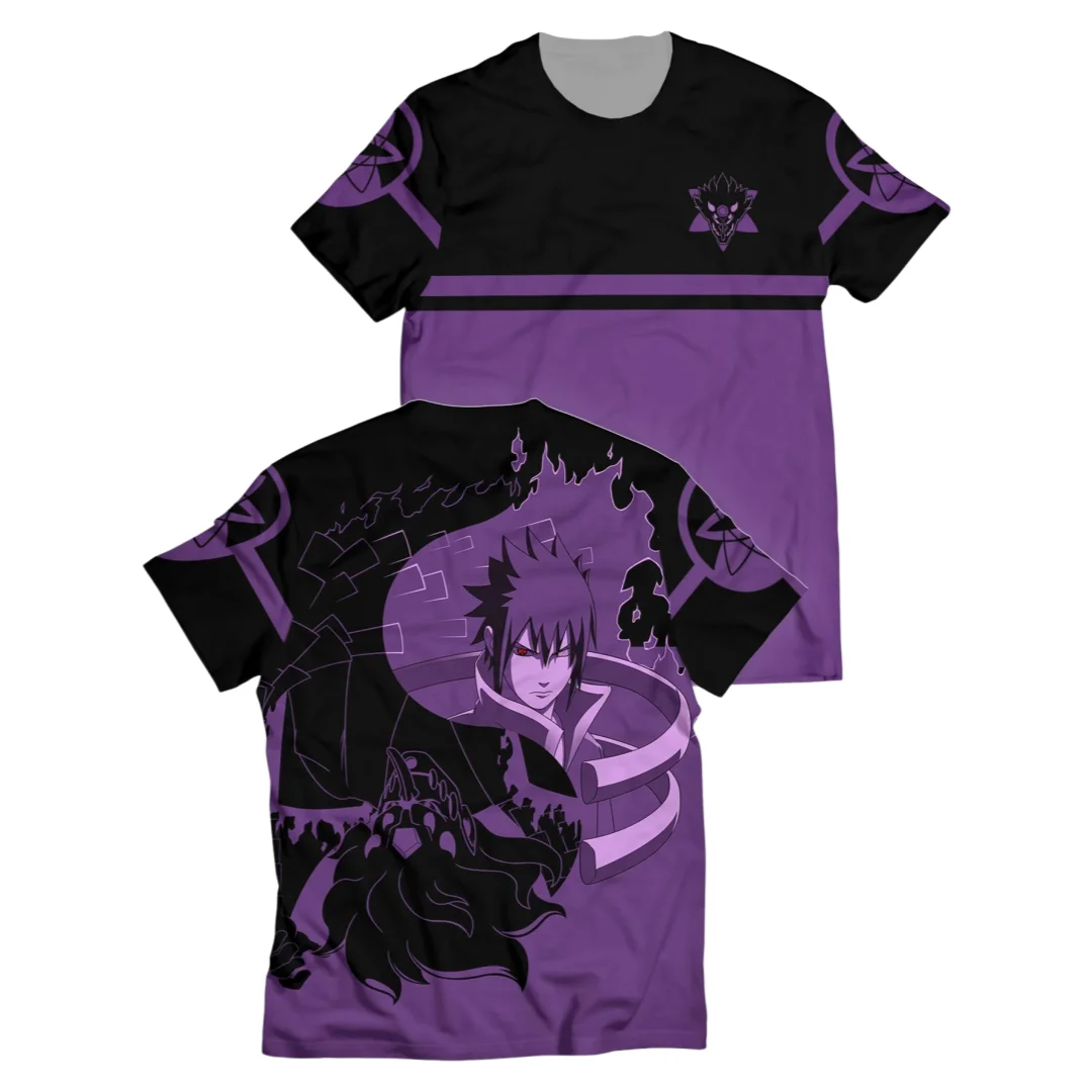 Naruto Sasuke Uchiha Mangekyō Susanoo Anime Adult Kids Athleisure T-Shirt Family Summer Quick-drying Soft Lightweight Comfy