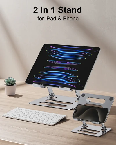Imagen 2 del producto Soporte portátil para tableta, soporte plegable Universal de aleación de aluminio, soporte para escritorio, soporte para teléfono, soporte ajustable para teléfono móvil