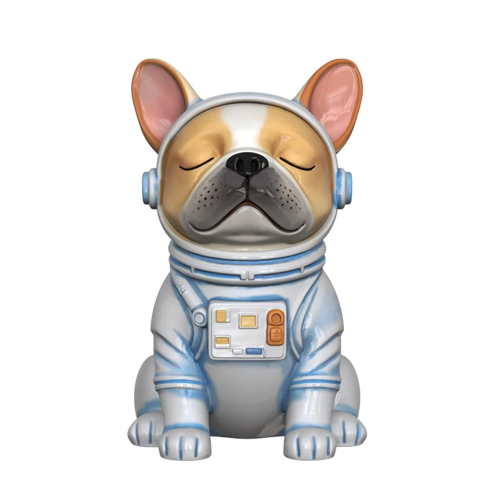 Wholesale Ceramic French Bulldog Astronaut Urn Luxury Pet Memorial Ash Holder Custom Branding Urn for Cremation Services
