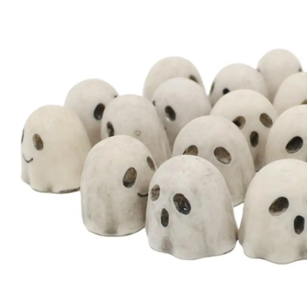 Mini Ghost Figurine Indoor Plant Accessory 20 Pcs Halloween Miniature Ghost Figurines Cute Resin White Ghost Statues Garden