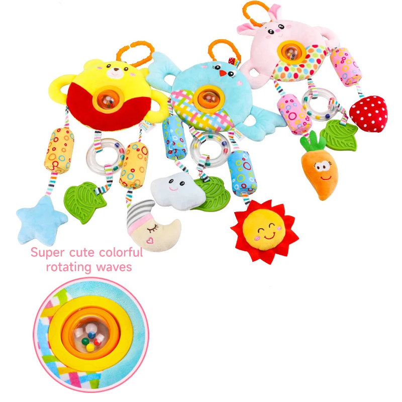 Nieuwe babyrammelaars speelgoed pluche cartoon dier kinderwagen hangend speelgoed kinderwagen bed hangende windbel zintuiglijke babyspeelgoed autostoel speelgoed