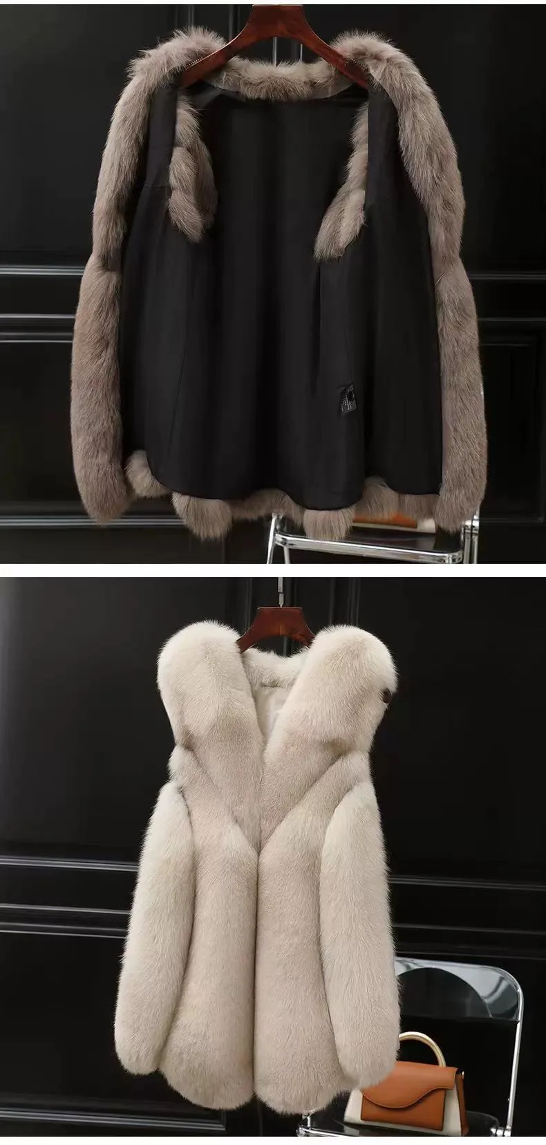 سترة فو الفراء معطف المرأة الخريف الشتاء سترة كبيرة معطف أبيض رفض طوق جيوب معطف سميك السترات الدافئة معاطف ماكسي