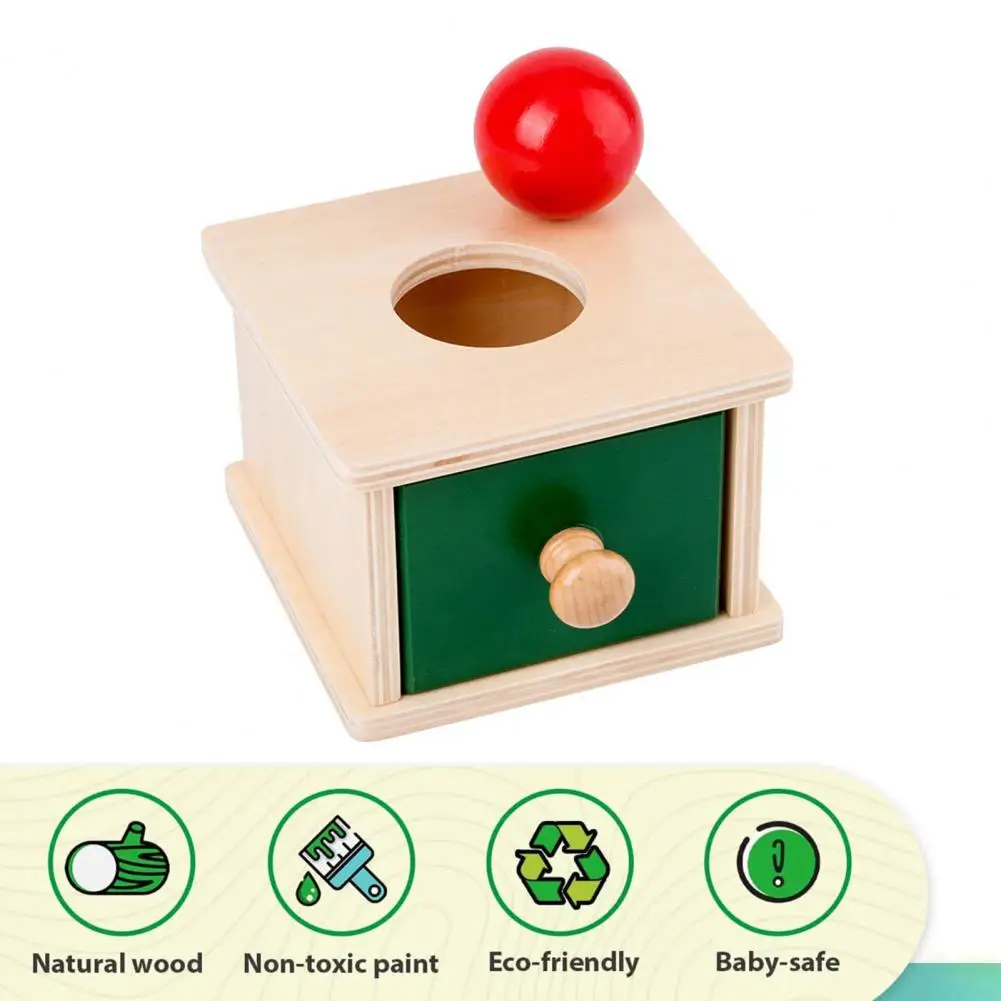 Toddlers Drawer Box Toy Drawer Box Toy Educational Toy for Toddlers Wooden Drawer Box with Colorful Balls Coins Fine for Boys