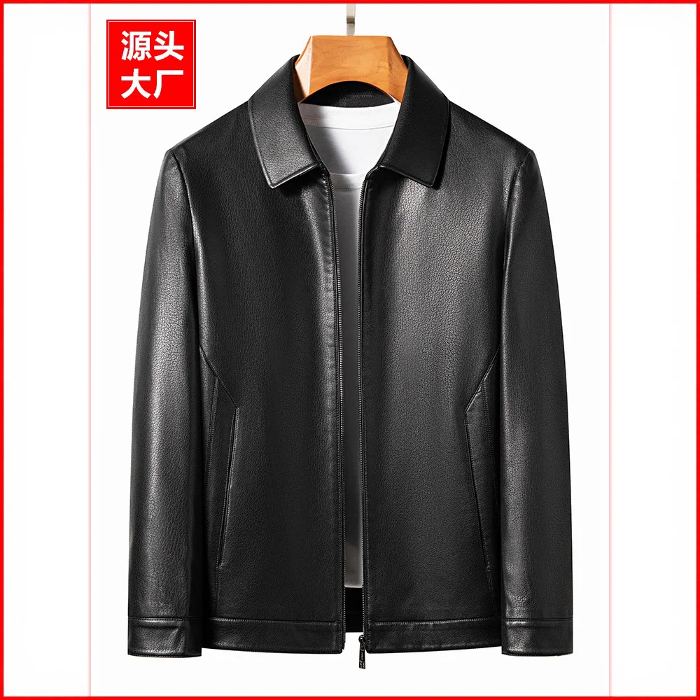 

Осенняя новая высококачественная мужская кожаная куртка из овчины Haining, мужская кожаная куртка с лацканами