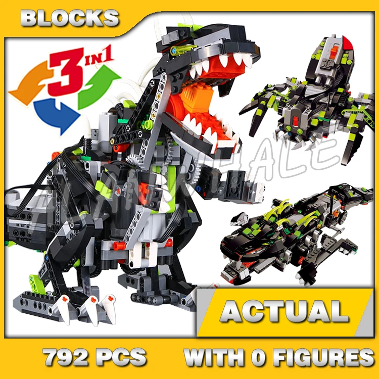 792pcs Creator 3in1 Motorized Monster Dino Roaring and Walking Dragon Spider 24010 Building Block toy Compatible with Model