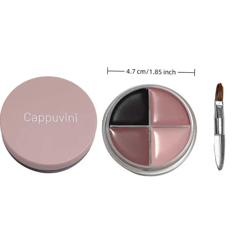 Paleta de Sombras de Ojos Mate de Terciopelo de 4 Colores Cappuvini, Delineador de Ojos, Iluminador, Paleta de Contorno, Maquillaje de Ojos, Cosmético de Belleza
