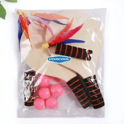 

Beach Paddle Ball Game Set Wood Racket Premium Natural Material Nonslip Handle Indoor Outdoor Beach Ball Paddle Badminton Racket