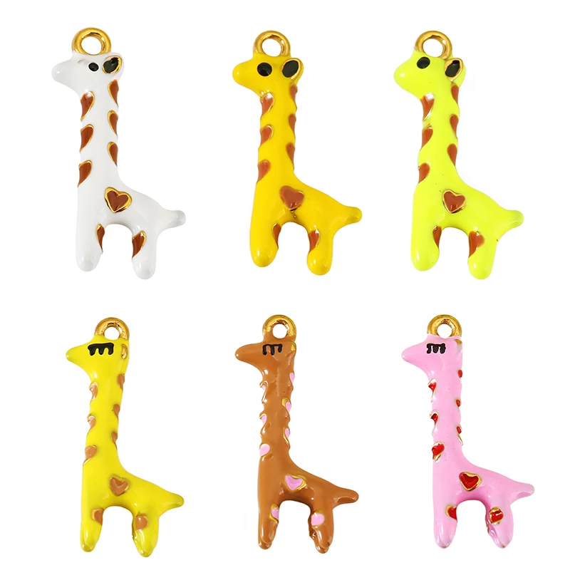 

3pcs Stainless Steel 3D Colorful Cartoon Giraffe Charm for DIY Necklace Bracelet Jewelry Making Cute Animals Pendant Accessories