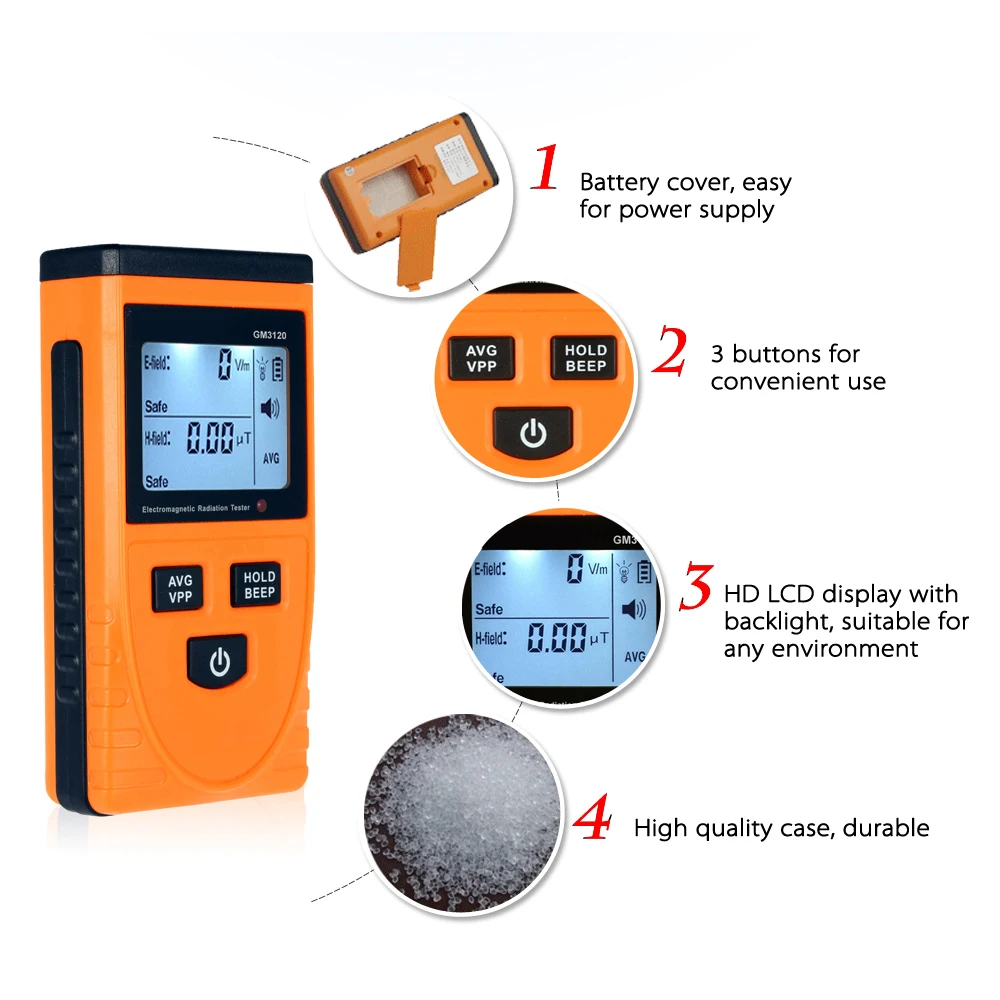 GM3120 Electromagnetic Radiation Detector Meter Dosimeter Tester Counter for electric field radiation magnetic field emission