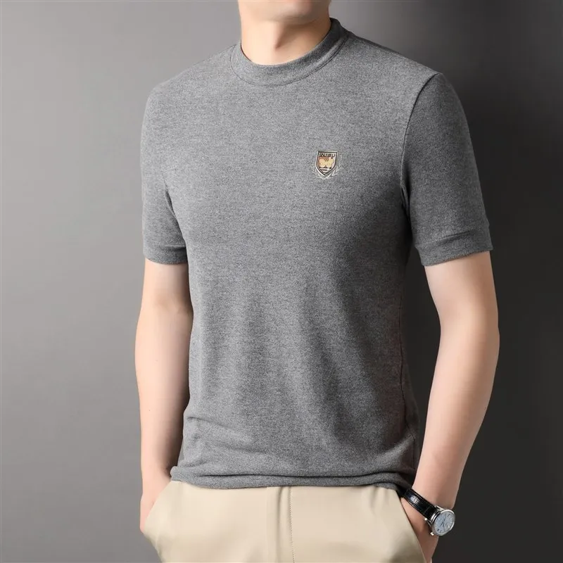 

Мужская повседневная футболка с круглым вырезом и коротким рукавом, городской стиль, средний крой, утолщенная, для весны-лета 2024 и осени.