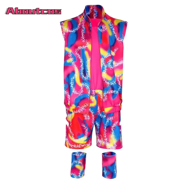 Aboutcos Nuovo film Barbie Costume Cosplay Parrucca Barbie Abito rosa Donna Halloween Gioco di ruolo Festa per Gilrs