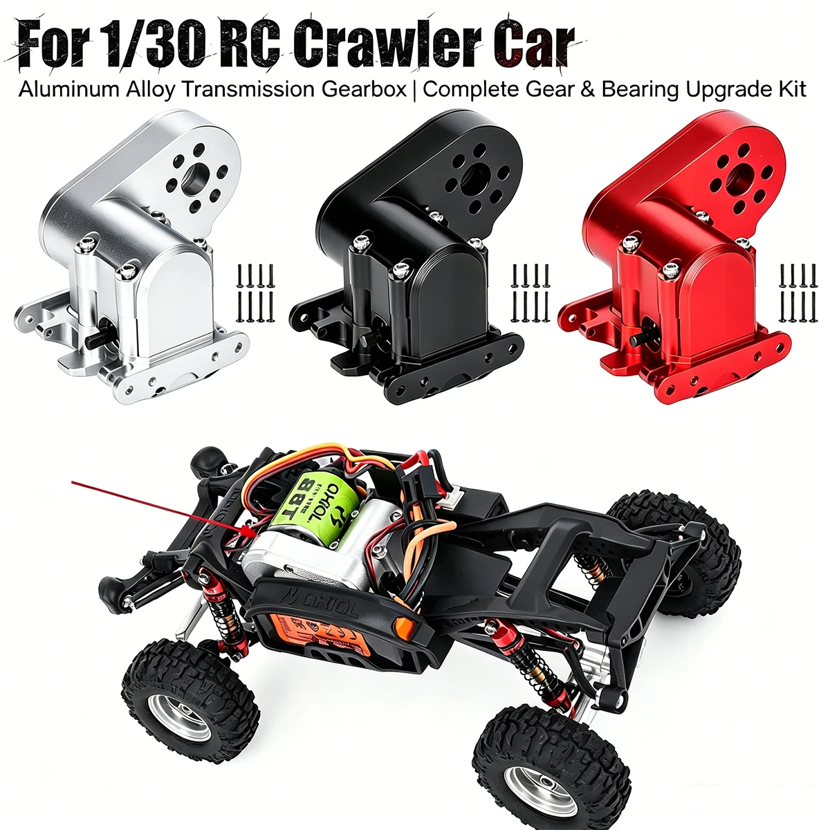 1-30-rcクローラーaxial-scx30用cncアルミ製トランスミッションギアボックス（ギアセット＆ベアリング付き）、完全アップグレードキット