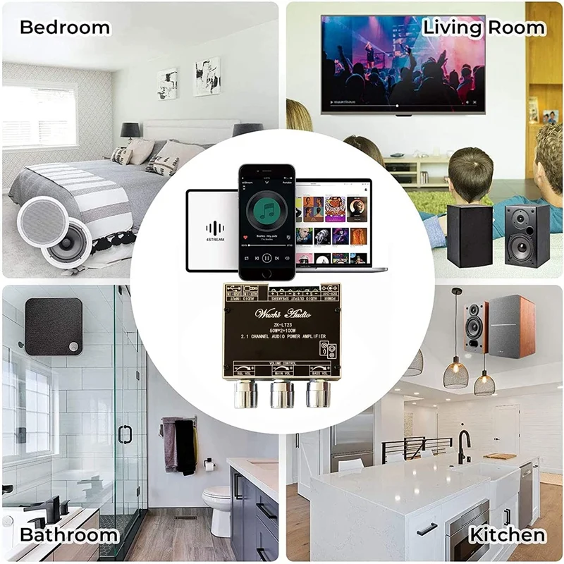 ZK-LT23 Subwoofer Adjustment With DC Cable 2.1 Channel 50Wx2+100W Subwoofer TWS True Wireless Audio Module