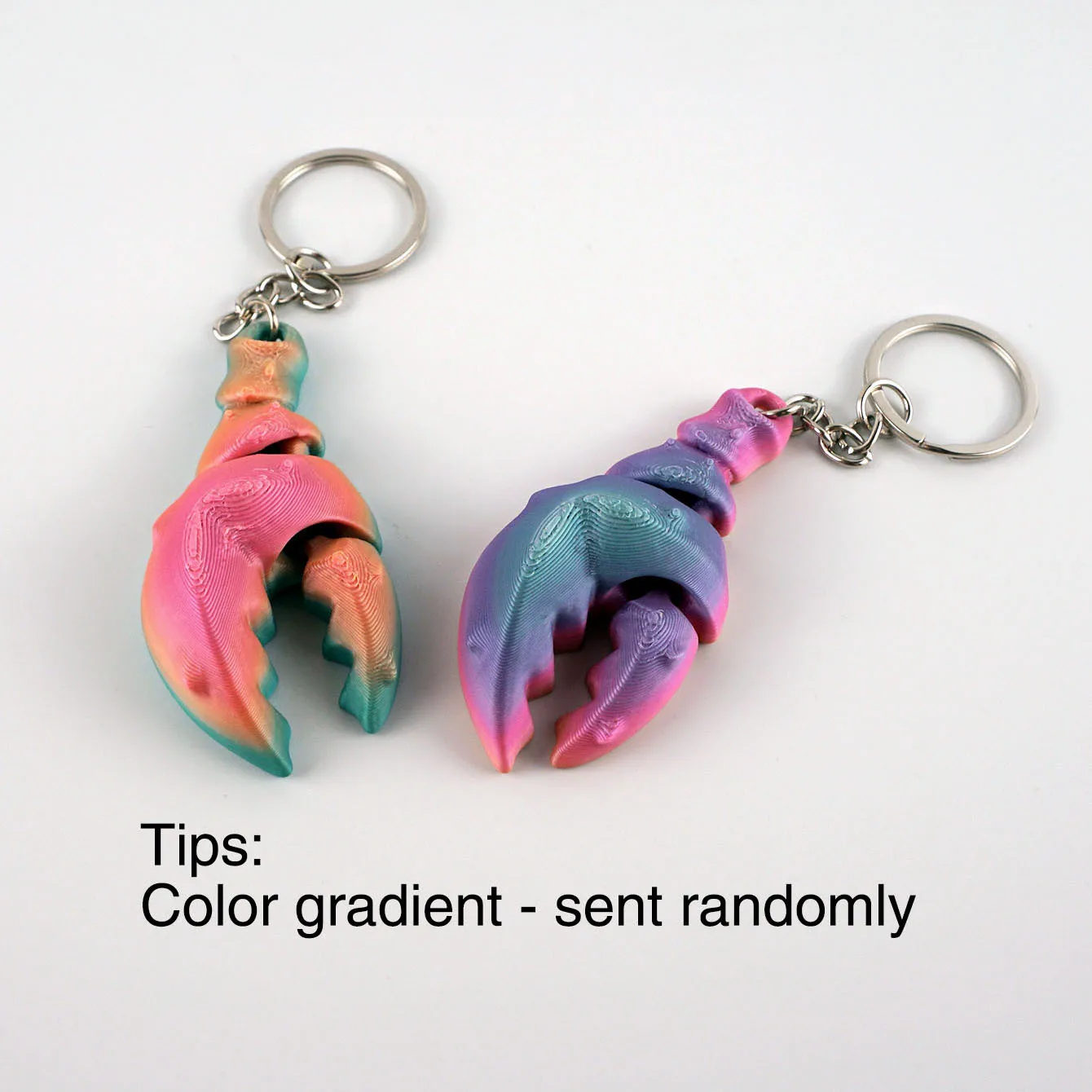 6.5cm 3D Printed Crab Pincer Keychain Rainbow Colorful Charms Accessories Bag Pendants Simulated Crab Pincer Model Children Toys