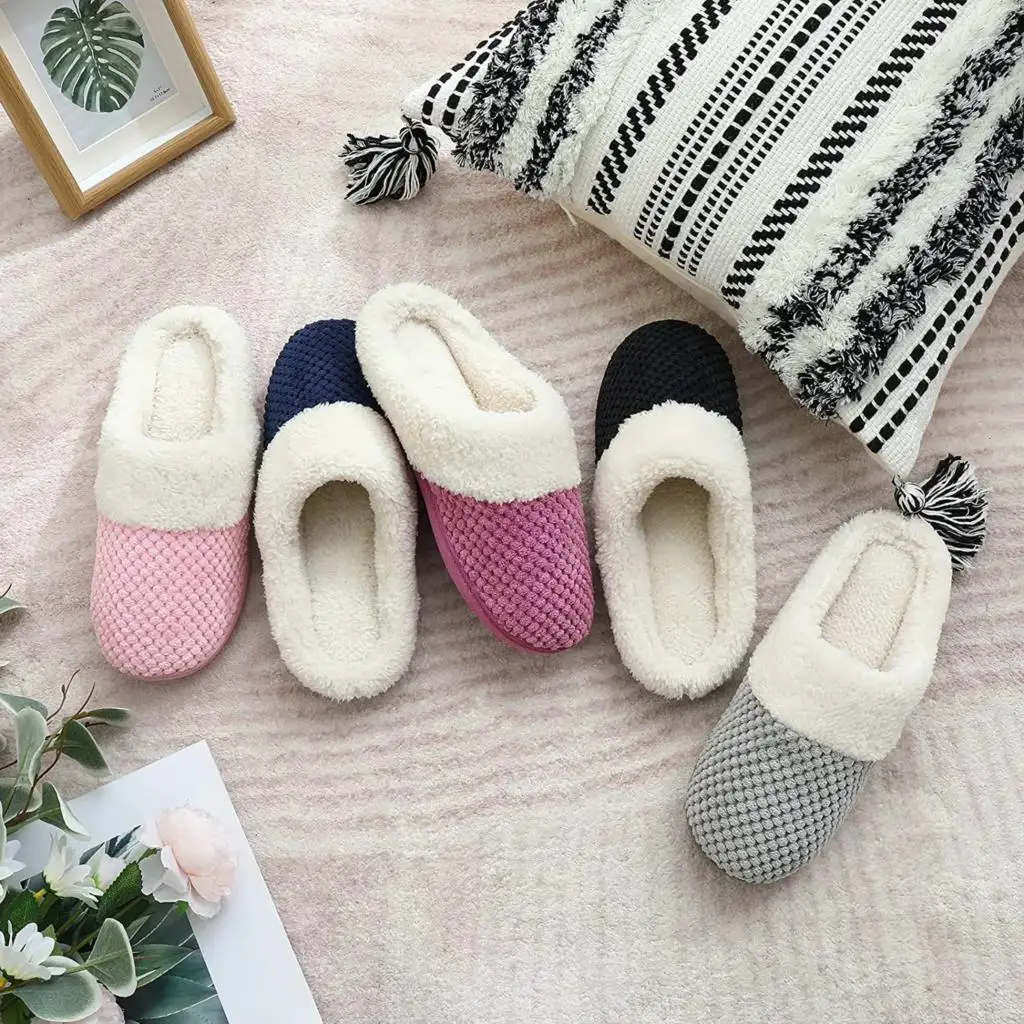 Kidmi Indoor Fur Slippers For Women Classic Fuzzy House Slippers Female Casual Bedroom Soft Slippers Fashion Fluffy Home Shoes