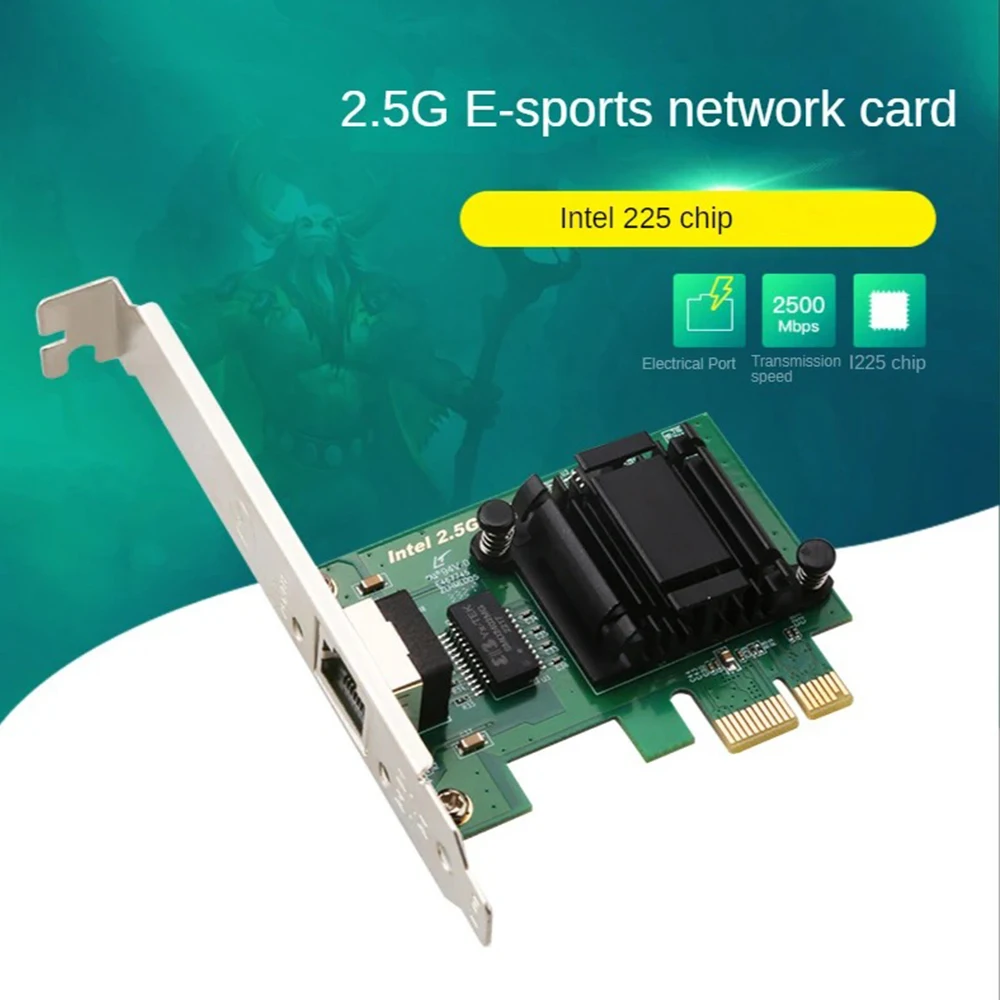 2.5G PCIE To RJ45 Network Card Intel225 chip 100/1000/2500Mbps RJ45 PCI Express Converter Lan Ethernet Gigabit Adapter For PC