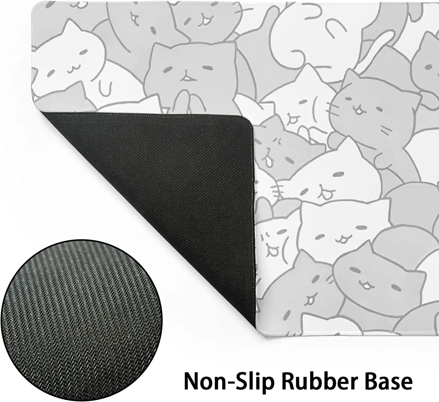 XL Cute Anime Kittens Desk Mat Non-Slip Rubber Base Stitched Edge Long Keyboard Mousepad for Computer Laptop 31.5×11.8 Inches
