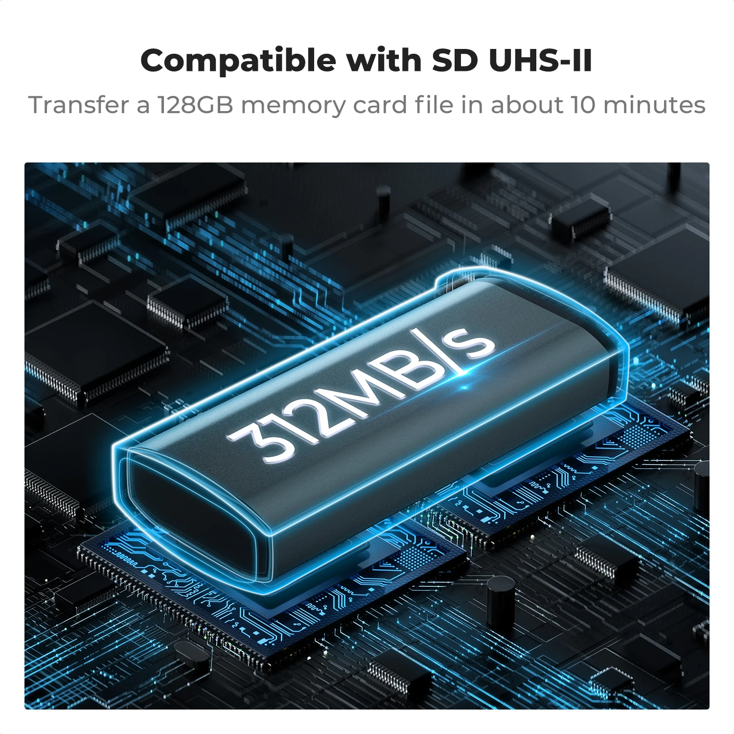 

K&F CONCEPT 2-в-1 адаптер-кардридер для SD-карт UHS-II/SD 4.0/Micro SD/USB 3.1 Type-C с двумя слотами, высокоскоростной, для флеш-карт