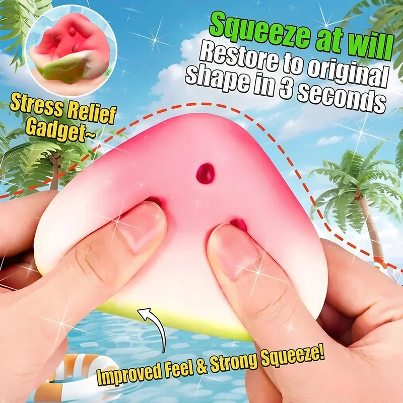 Funny Watermelon Squishy Squeeze Fidget Toy Anti-Stress Slow Rising Fruit Pinch Squeeze Toy Anti Stress Toy for Adult