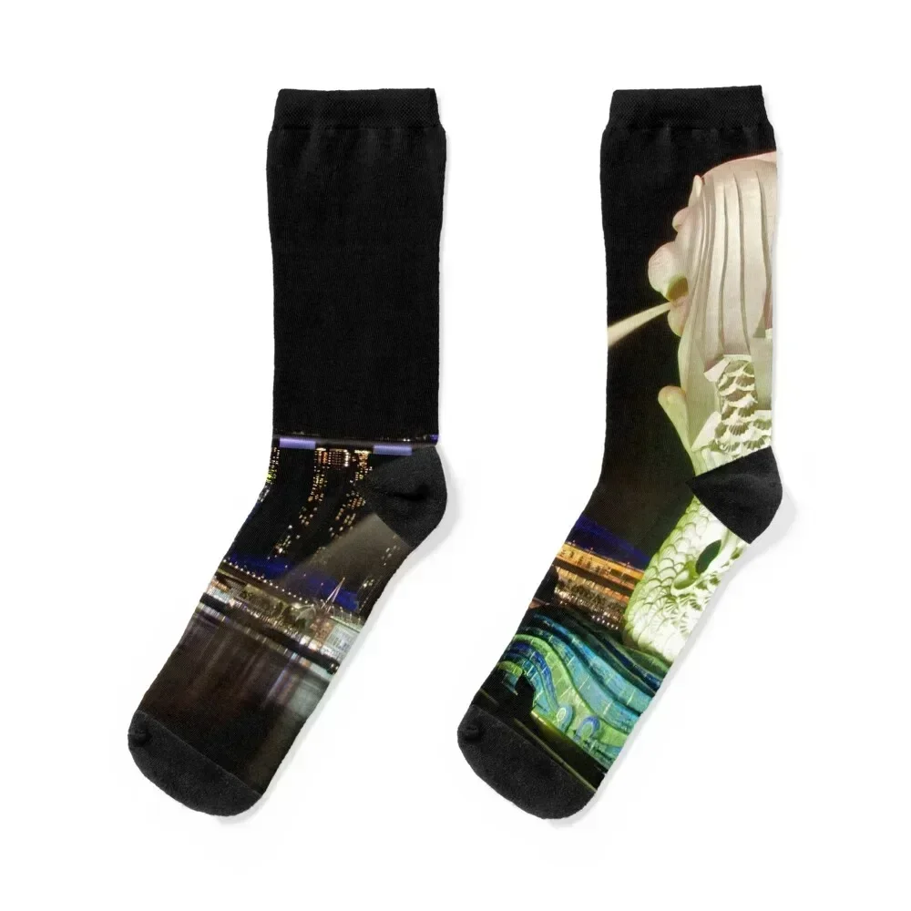 

Singapore Merlion at Marina Bay Socks designer brand kids set hiphop Socks Woman Men's