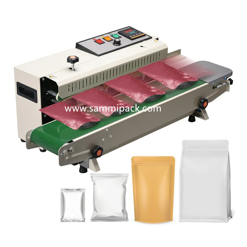 Hot Sell FR-900 Horizontal Sealing Machine, Plastic Bags Continuous Band Sealer/ Plastic Bag Sealing Machine With Bag Printer